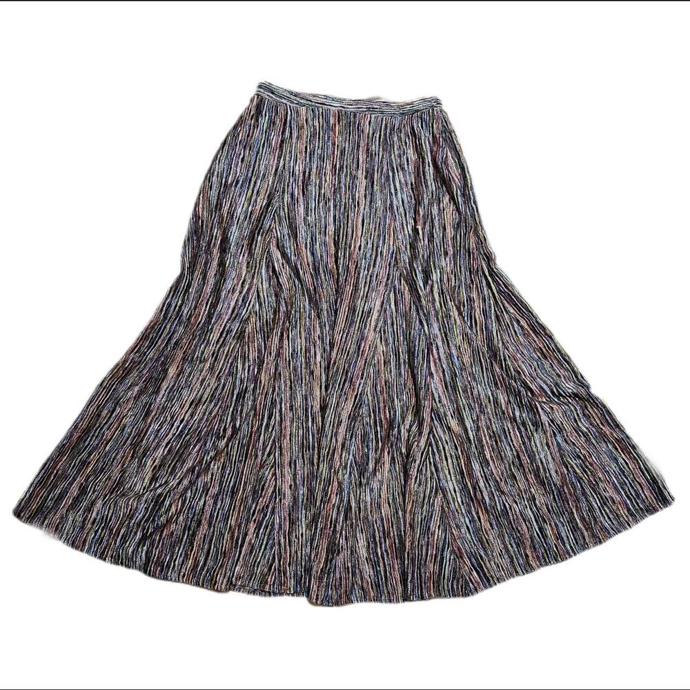 boho festival rainbow multicolored stripe knit skirt - Picture 2 of 4